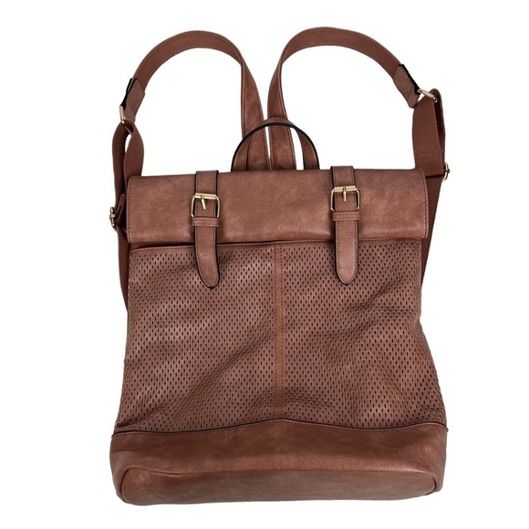 Beautiful Women’s Backpack With Gold Hardware Adjustable Straps Zip Compartments - Picture 3 of 12